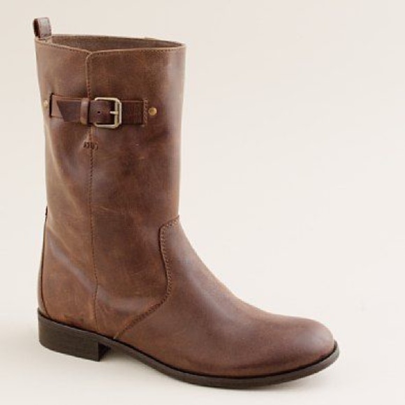 J. Crew Shoes - J. CREW BROWN MID CALF BILLIE BUCKLE LEATHER BOOT
